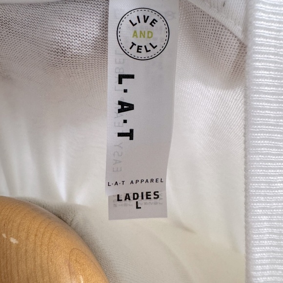 Women's LAT Apparel Tank Top Size L White w/front and back tapered hem - Picture 4 of 4